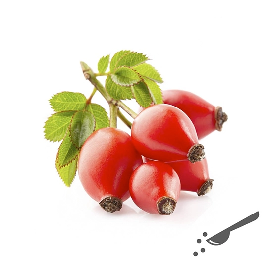 Hagebuttenfrüchte mit Pulversymbol